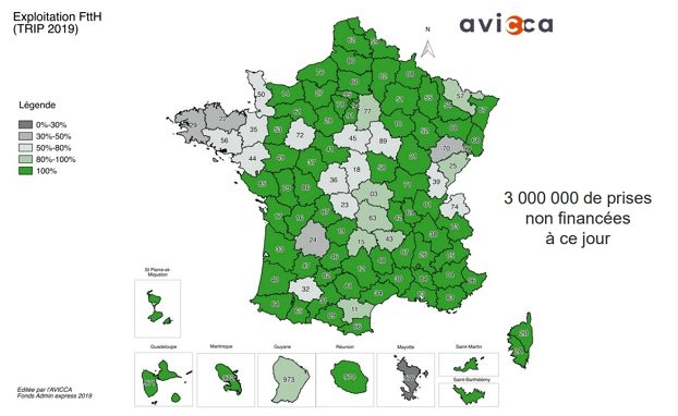 RIp en attente de financementr en 2019 sur 27 départements