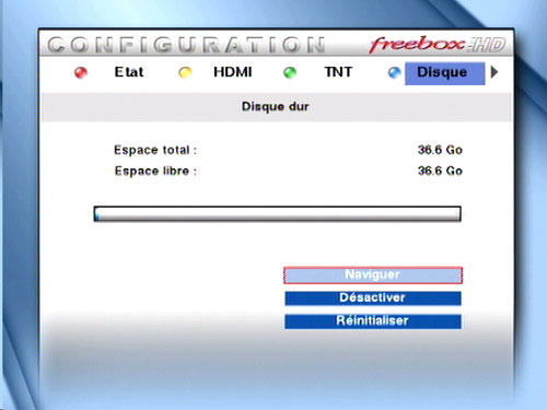 Capture ecran configuration freebox hd 3