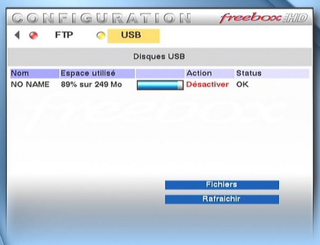 Capture ecran configuration freebox hd 6