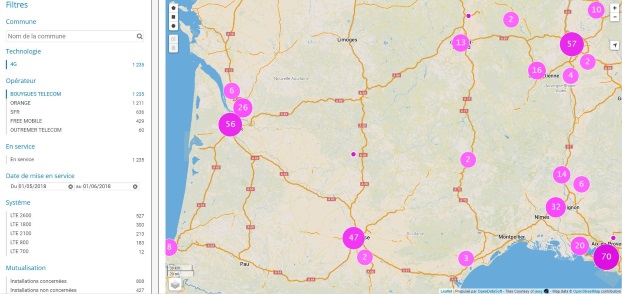 Déploiement 4G+ Bouygues : ANFR