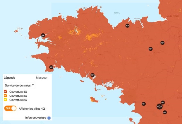 Couverture 4G Orange en Bretagne