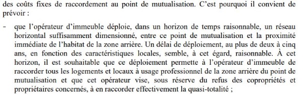 Complétude FttH : décision Arcep de 2010