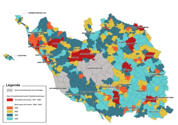 Calendrier du déploiement de la fibre optique en Vendée