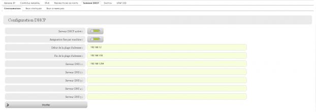 Réseau local : configuration du DHCP
