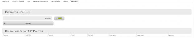 Réseau local : paramètres de l'UPnP