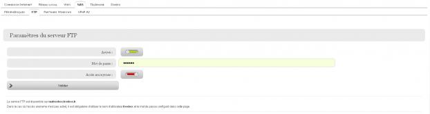 NAS : paramètres du FTP