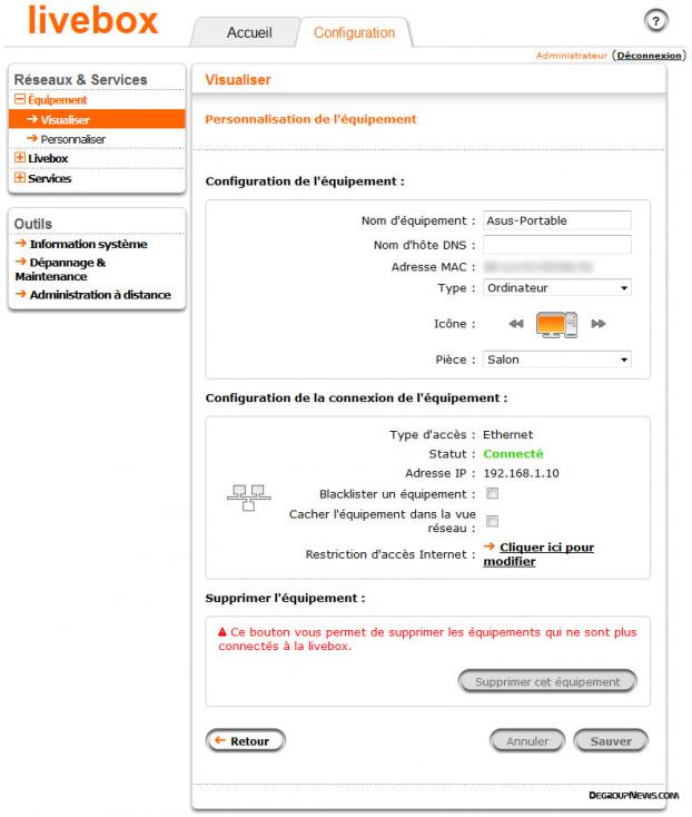 Equipement : visualiser ordinateur