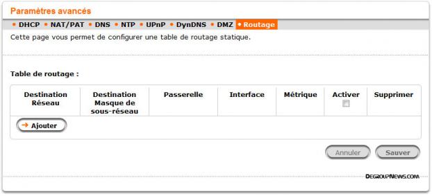 Paramètres avancés : routage