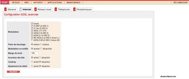 Configuration avancée de la connexion ADSL