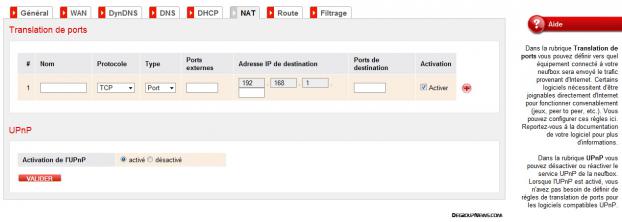 Réseau : configuration du NAT