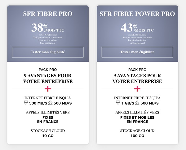 SFR propose deux offres internet Pro