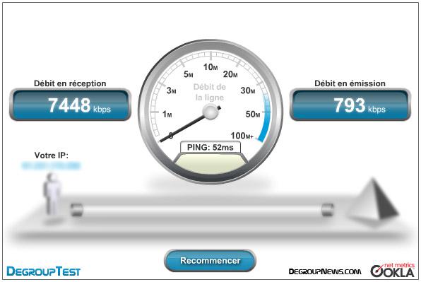 Test de débit DegroupTest avec Livebox 2 en Wi-Fi